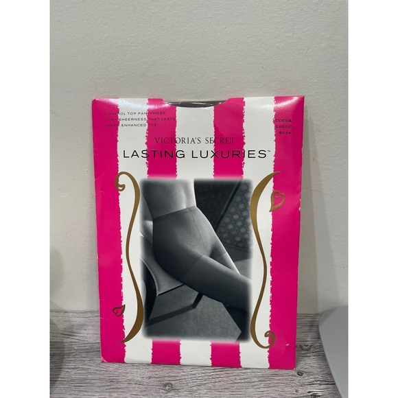 Victoria's Secret Accessories - Victoria's Secret Lasting Luxuries Control Top Pantyhose Cocoa Large Vintage